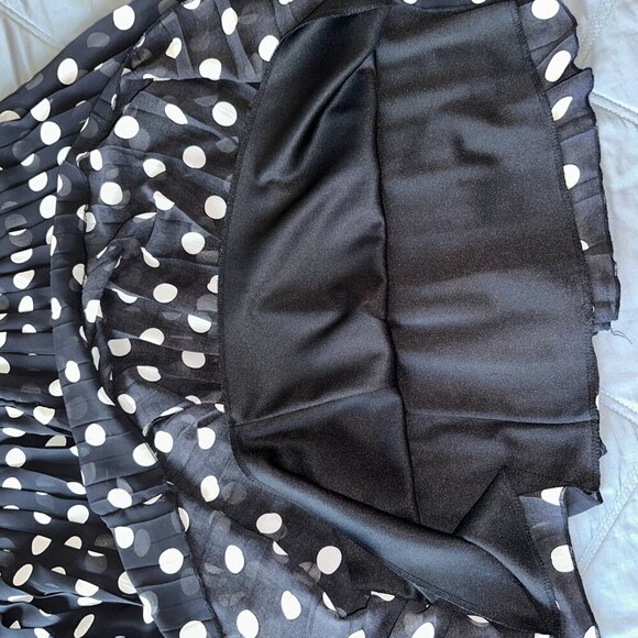 Black & White Pleated Polka Dot Women's Mini Skirt Downeast Large - Picture 9 of 10